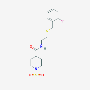 molecular formula C16H23FN2O3S2 B4484557 N-(2-{[(2-FLUOROPHENYL)METHYL]SULFANYL}ETHYL)-1-METHANESULFONYLPIPERIDINE-4-CARBOXAMIDE 