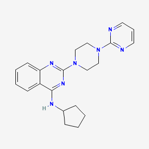 molecular formula C21H25N7 B4484571 N-cyclopentyl-2-[4-(2-pyrimidinyl)-1-piperazinyl]-4-quinazolinamine 