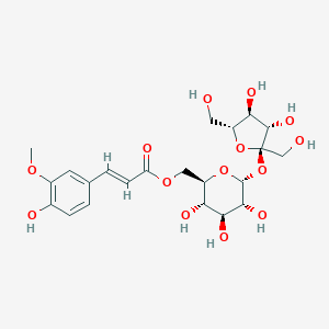 molecular formula C22H30O14 B044846 [(2R,3S,4S,5R,6R)-6-[(2R,3S,4S,5R)-3,4-dihydroxy-2,5-bis(hydroxymethyl)oxolan-2-yl]oxy-3,4,5-trihydroxyoxan-2-yl]methyl (E)-3-(4-hydroxy-3-methoxyphenyl)prop-2-enoate CAS No. 118230-77-6