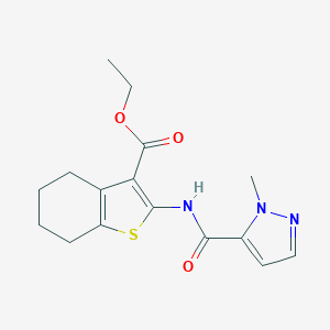 molecular formula C16H19N3O3S B448484 ethyl 2-(1-methyl-1H-pyrazole-5-carboxamido)-4,5,6,7-tetrahydrobenzo[b]thiophene-3-carboxylate CAS No. 296263-72-4