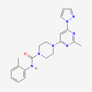 molecular formula C20H23N7O B4484912 N-(2-methylphenyl)-4-[2-methyl-6-(1H-pyrazol-1-yl)-4-pyrimidinyl]-1-piperazinecarboxamide 