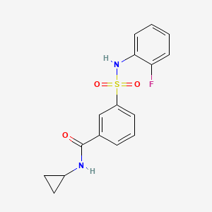 molecular formula C16H15FN2O3S B4484920 N-cyclopropyl-3-{[(2-fluorophenyl)amino]sulfonyl}benzamide 