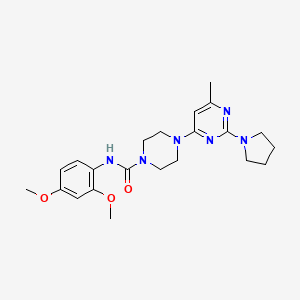 molecular formula C22H30N6O3 B4484964 N-(2,4-Dimethoxyphenyl)-4-[6-methyl-2-(pyrrolidin-1-YL)pyrimidin-4-YL]piperazine-1-carboxamide 