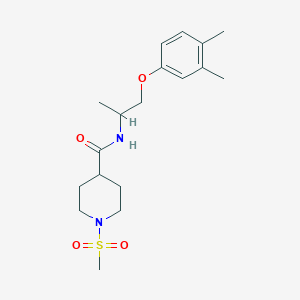 molecular formula C18H28N2O4S B4484995 N-[1-(3,4-DIMETHYLPHENOXY)PROPAN-2-YL]-1-METHANESULFONYLPIPERIDINE-4-CARBOXAMIDE 