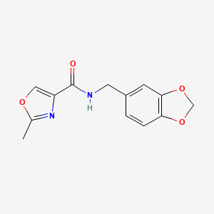 molecular formula C13H12N2O4 B4485068 N-(1,3-benzodioxol-5-ylmethyl)-2-methyl-1,3-oxazole-4-carboxamide 