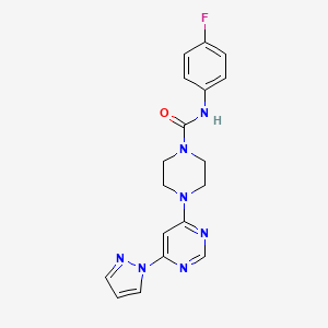 molecular formula C18H18FN7O B4485285 N-(4-fluorophenyl)-4-[6-(1H-pyrazol-1-yl)-4-pyrimidinyl]-1-piperazinecarboxamide 