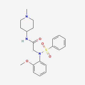 molecular formula C21H27N3O4S B4485296 N~2~-(2-methoxyphenyl)-N~1~-(1-methyl-4-piperidinyl)-N~2~-(phenylsulfonyl)glycinamide 