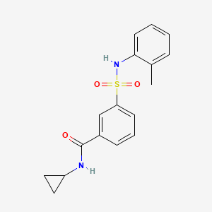 molecular formula C17H18N2O3S B4485493 N-cyclopropyl-3-{[(2-methylphenyl)amino]sulfonyl}benzamide 