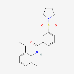 molecular formula C20H24N2O3S B4485588 N-(2-ethyl-6-methylphenyl)-3-(1-pyrrolidinylsulfonyl)benzamide 