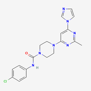 molecular formula C19H20ClN7O B4485682 N-(4-chlorophenyl)-4-[6-(1H-imidazol-1-yl)-2-methyl-4-pyrimidinyl]-1-piperazinecarboxamide 
