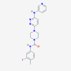 molecular formula C21H22FN7O B4485694 N-(3-fluoro-4-methylphenyl)-4-[6-(3-pyridinylamino)-3-pyridazinyl]-1-piperazinecarboxamide 
