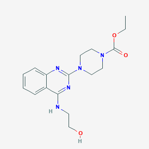 molecular formula C17H23N5O3 B4485696 Ethyl 4-(4-((2-hydroxyethyl)amino)quinazolin-2-yl)piperazine-1-carboxylate 