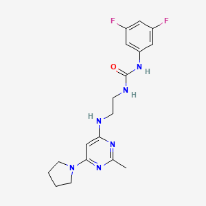 molecular formula C18H22F2N6O B4485792 N-(3,5-difluorophenyl)-N'-(2-{[2-methyl-6-(1-pyrrolidinyl)-4-pyrimidinyl]amino}ethyl)urea 