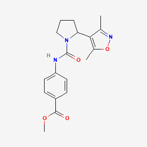 molecular formula C18H21N3O4 B4485829 Methyl 4-{[2-(3,5-dimethyl-1,2-oxazol-4-YL)pyrrolidine-1-carbonyl]amino}benzoate 