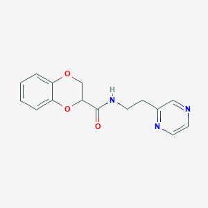 molecular formula C15H15N3O3 B4485839 N-[2-(2-pyrazinyl)ethyl]-2,3-dihydro-1,4-benzodioxine-2-carboxamide 