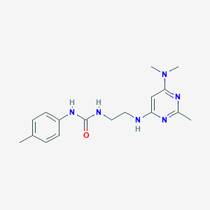 molecular formula C17H24N6O B4485968 N-(2-{[6-(dimethylamino)-2-methyl-4-pyrimidinyl]amino}ethyl)-N'-(4-methylphenyl)urea 
