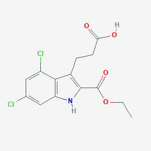molecular formula C14H13Cl2NO4 B044860 3-(4,6-二氯-2-(乙氧羰基)-1H-吲哚-3-基)丙酸 CAS No. 144989-41-3