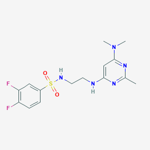 molecular formula C15H19F2N5O2S B4486166 N-(2-{[6-(dimethylamino)-2-methyl-4-pyrimidinyl]amino}ethyl)-3,4-difluorobenzenesulfonamide 