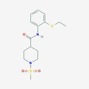molecular formula C15H22N2O3S2 B4486263 N-[2-(ETHYLSULFANYL)PHENYL]-1-METHANESULFONYLPIPERIDINE-4-CARBOXAMIDE 