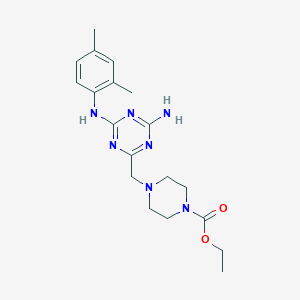 molecular formula C19H27N7O2 B4486365 Ethyl 4-({4-amino-6-[(2,4-dimethylphenyl)amino]-1,3,5-triazin-2-yl}methyl)piperazine-1-carboxylate 