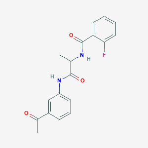 molecular formula C18H17FN2O3 B4486451 N-{2-[(3-acetylphenyl)amino]-1-methyl-2-oxoethyl}-2-fluorobenzamide 