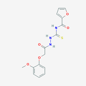 molecular formula C15H15N3O5S B448647 N~2~-({2-[2-(2-METHOXYPHENOXY)ACETYL]HYDRAZINO}CARBOTHIOYL)-2-FURAMIDE 