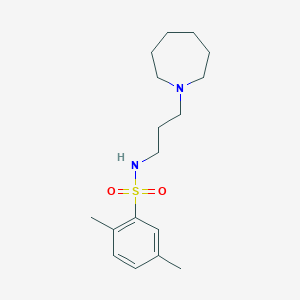 molecular formula C17H28N2O2S B4486472 N-[3-(AZEPAN-1-YL)PROPYL]-2,5-DIMETHYLBENZENE-1-SULFONAMIDE 