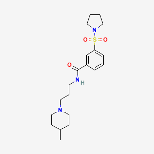 molecular formula C20H31N3O3S B4486568 N-[3-(4-METHYLPIPERIDIN-1-YL)PROPYL]-3-(PYRROLIDINE-1-SULFONYL)BENZAMIDE 