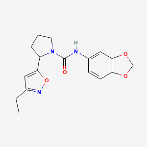 molecular formula C17H19N3O4 B4486622 N-(2H-1,3-Benzodioxol-5-YL)-2-(3-ethyl-1,2-oxazol-5-YL)pyrrolidine-1-carboxamide 