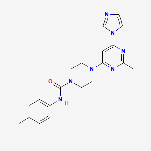 molecular formula C21H25N7O B4486632 N-(4-ethylphenyl)-4-[6-(1H-imidazol-1-yl)-2-methyl-4-pyrimidinyl]-1-piperazinecarboxamide 