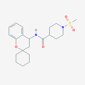 molecular formula C21H30N2O4S B4486735 N-{3,4-DIHYDROSPIRO[1-BENZOPYRAN-2,1'-CYCLOHEXAN]-4-YL}-1-METHANESULFONYLPIPERIDINE-4-CARBOXAMIDE 