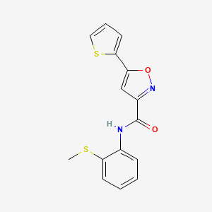 molecular formula C15H12N2O2S2 B4486757 N-[2-(methylthio)phenyl]-5-(2-thienyl)-3-isoxazolecarboxamide 