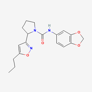 molecular formula C18H21N3O4 B4486818 N-(2H-1,3-Benzodioxol-5-YL)-2-(5-propyl-1,2-oxazol-3-YL)pyrrolidine-1-carboxamide 