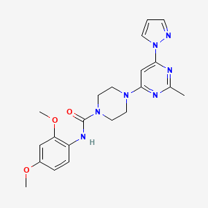 molecular formula C21H25N7O3 B4486889 N-(2,4-dimethoxyphenyl)-4-[2-methyl-6-(1H-pyrazol-1-yl)-4-pyrimidinyl]-1-piperazinecarboxamide 