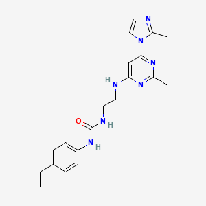 molecular formula C20H25N7O B4486924 N-(4-ethylphenyl)-N'-(2-{[2-methyl-6-(2-methyl-1H-imidazol-1-yl)-4-pyrimidinyl]amino}ethyl)urea 