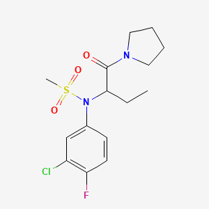 molecular formula C15H20ClFN2O3S B4486927 N-(3-chloro-4-fluorophenyl)-N-[1-(1-pyrrolidinylcarbonyl)propyl]methanesulfonamide 