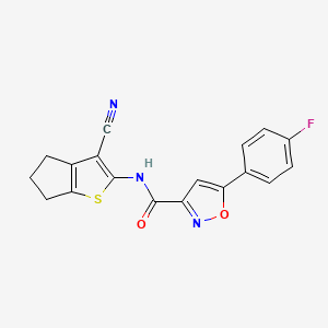 molecular formula C18H12FN3O2S B4486965 N-(3-cyano-5,6-dihydro-4H-cyclopenta[b]thien-2-yl)-5-(4-fluorophenyl)-3-isoxazolecarboxamide 