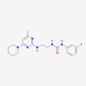 molecular formula C19H25FN6O B4486967 N-(3-fluorophenyl)-N'-(2-{[4-methyl-6-(1-piperidinyl)-2-pyrimidinyl]amino}ethyl)urea 