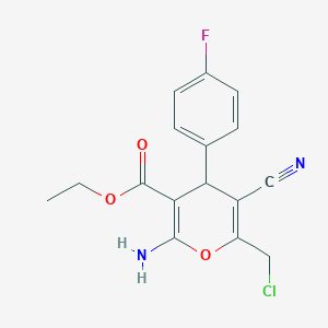 molecular formula C16H14ClFN2O3 B448701 ethyl 2-amino-6-(chloromethyl)-5-cyano-4-(4-fluorophenyl)-4H-pyran-3-carboxylate 