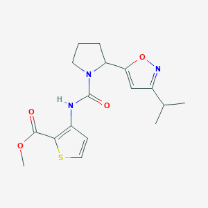 molecular formula C17H21N3O4S B4487011 Methyl 3-({2-[3-(propan-2-YL)-1,2-oxazol-5-YL]pyrrolidine-1-carbonyl}amino)thiophene-2-carboxylate 
