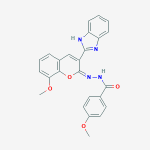 molecular formula C25H20N4O4 B448708 N-[(E)-[3-(1H-benzimidazol-2-yl)-8-methoxychromen-2-ylidene]amino]-4-methoxybenzamide CAS No. 389075-79-0