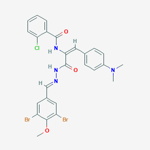 molecular formula C26H23Br2ClN4O3 B448719 2-chloro-N-{1-{[2-(3,5-dibromo-4-methoxybenzylidene)hydrazino]carbonyl}-2-[4-(dimethylamino)phenyl]vinyl}benzamide 