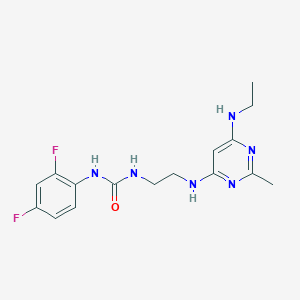 molecular formula C16H20F2N6O B4487242 N-(2,4-difluorophenyl)-N'-(2-{[6-(ethylamino)-2-methyl-4-pyrimidinyl]amino}ethyl)urea 