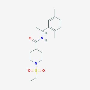 molecular formula C18H28N2O3S B4487313 N-[1-(2,5-DIMETHYLPHENYL)ETHYL]-1-(ETHANESULFONYL)PIPERIDINE-4-CARBOXAMIDE 
