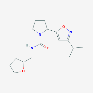 molecular formula C16H25N3O3 B4487344 N-[(Oxolan-2-YL)methyl]-2-[3-(propan-2-YL)-1,2-oxazol-5-YL]pyrrolidine-1-carboxamide 