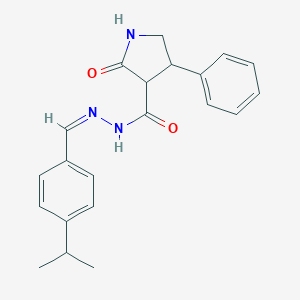 molecular formula C21H23N3O2 B448738 N'-(4-isopropylbenzylidene)-2-oxo-4-phenyl-3-pyrrolidinecarbohydrazide 