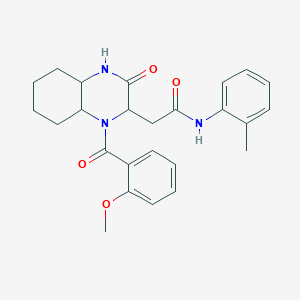 molecular formula C25H29N3O4 B4487393 2-{1-[(2-methoxyphenyl)carbonyl]-3-oxodecahydroquinoxalin-2-yl}-N-(2-methylphenyl)acetamide 