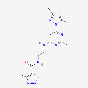 molecular formula C16H20N8OS B4487461 N-(2-{[6-(3,5-dimethyl-1H-pyrazol-1-yl)-2-methyl-4-pyrimidinyl]amino}ethyl)-4-methyl-1,2,3-thiadiazole-5-carboxamide 