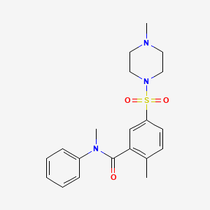 molecular formula C20H25N3O3S B4487522 N,2-dimethyl-5-[(4-methyl-1-piperazinyl)sulfonyl]-N-phenylbenzamide 