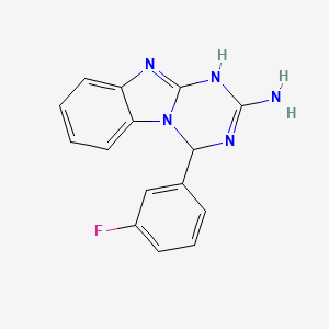 molecular formula C15H12FN5 B4487678 4-(3-fluorophenyl)-1,4-dihydro[1,3,5]triazino[1,2-a]benzimidazol-2-amine 